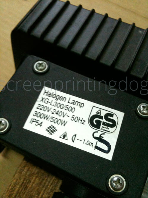 screen printing exposure unit aka halogen lamp (back)